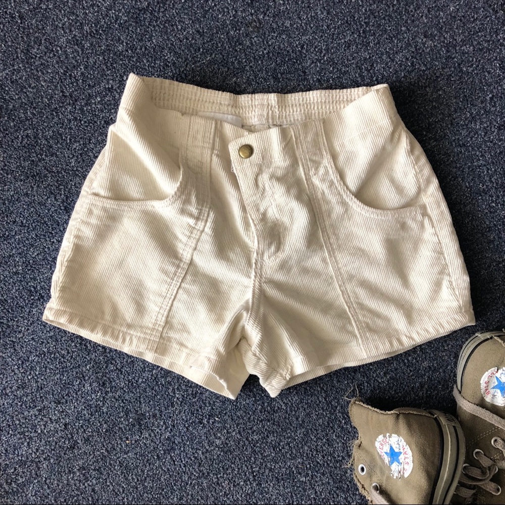 American Apparel White Corduroy Shorts